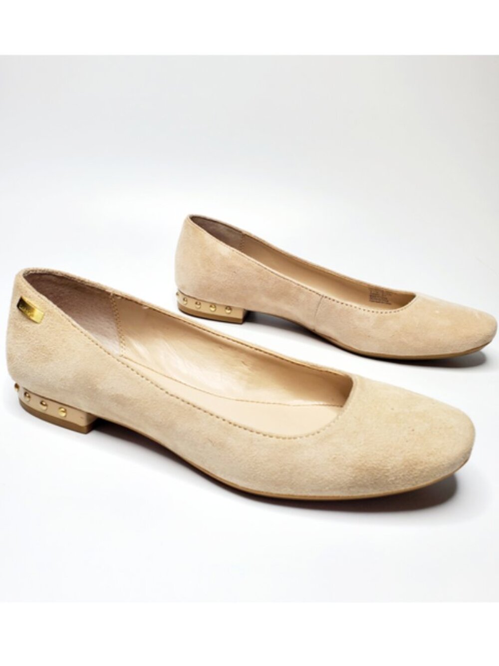 Calvin Klein Size 6 Federica Studded Suede Flats